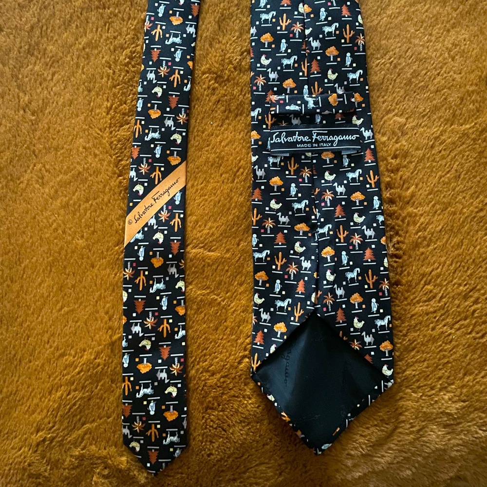 Salvatore Ferragamo orange and black tie